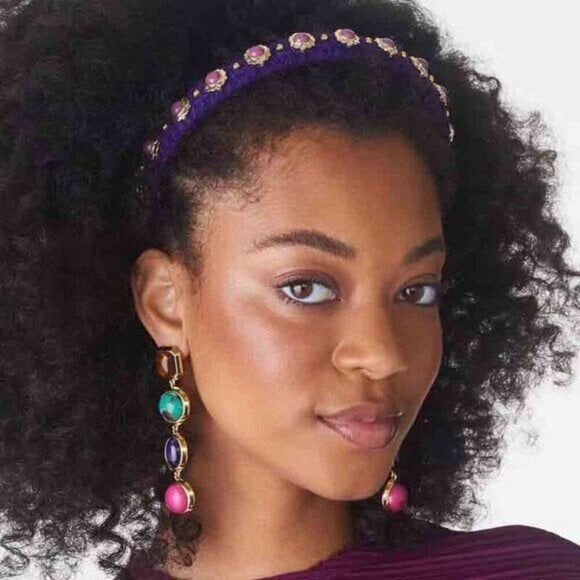 New! $225 Lele Sadoughi Bezel Jewel Linear Earrings Bezel Jewel Linear Earrings - Picture 9 of 12